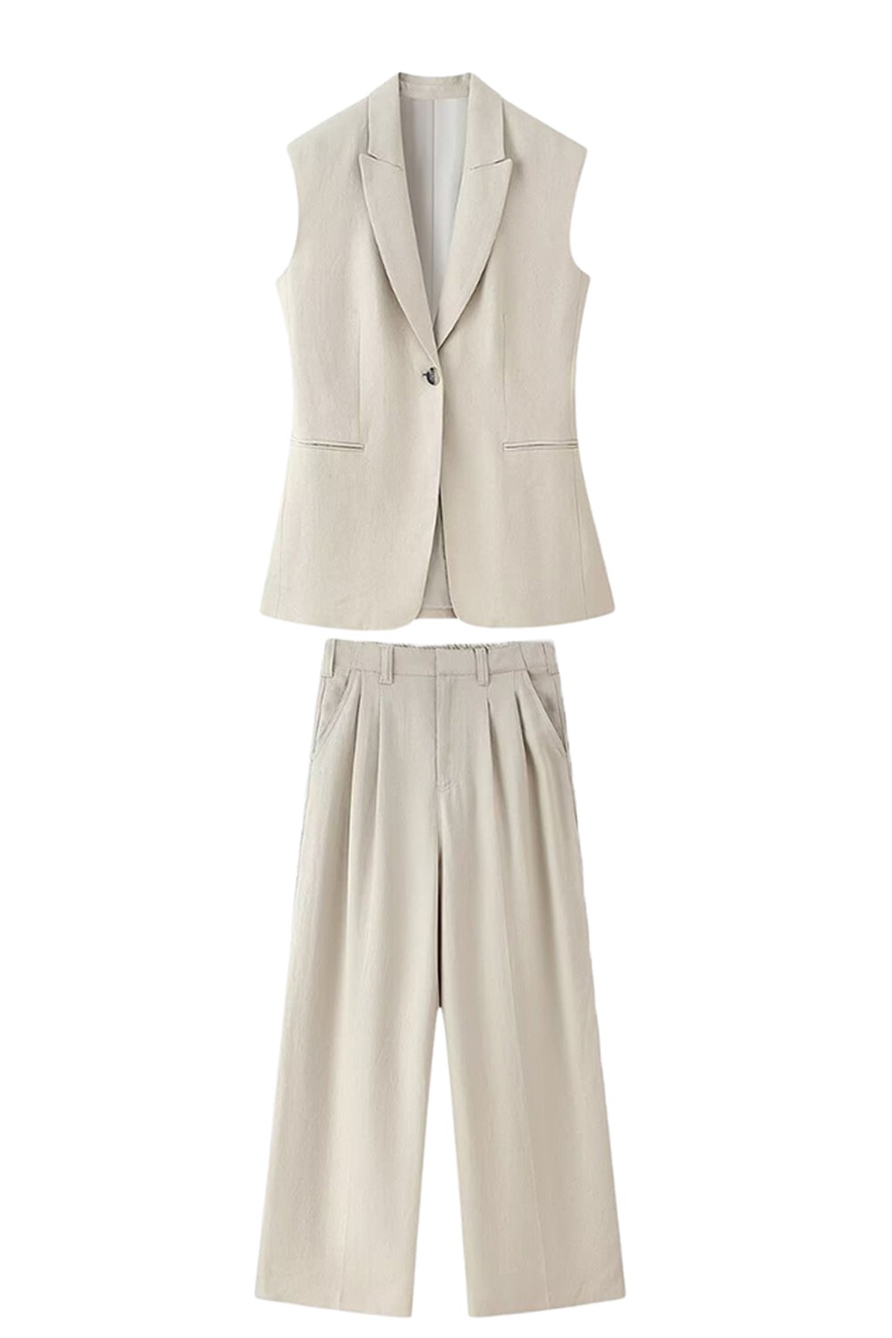 Kahki 2 stykke Peak Lapek ærmeløs Kvinder Galladragter