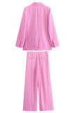 Pink 2-delt Notched Revers Kvinder Prom Suits