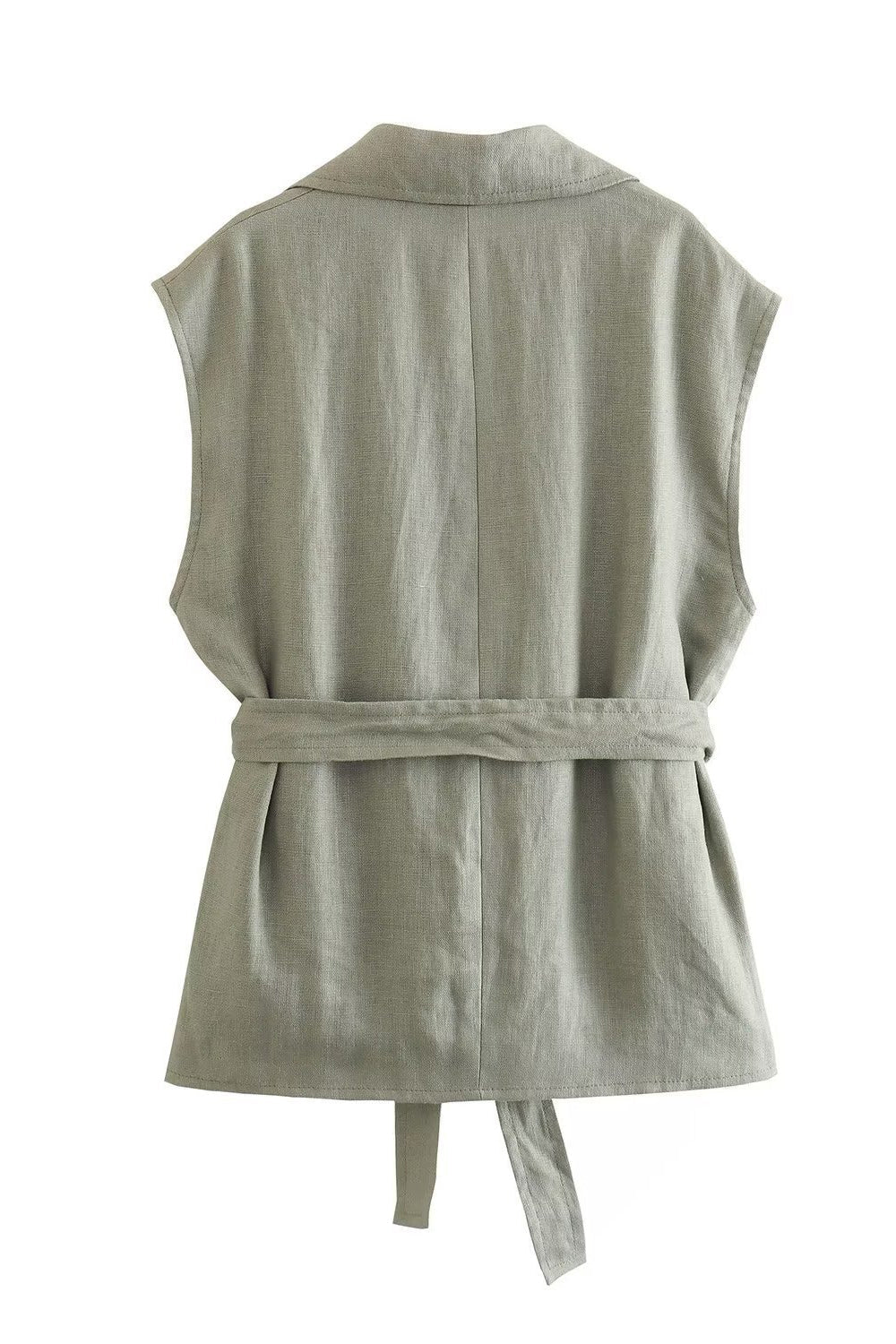 Grå Grøn 2 Piece Notched Lpael Ærmeløs Kvinder Prom Suits