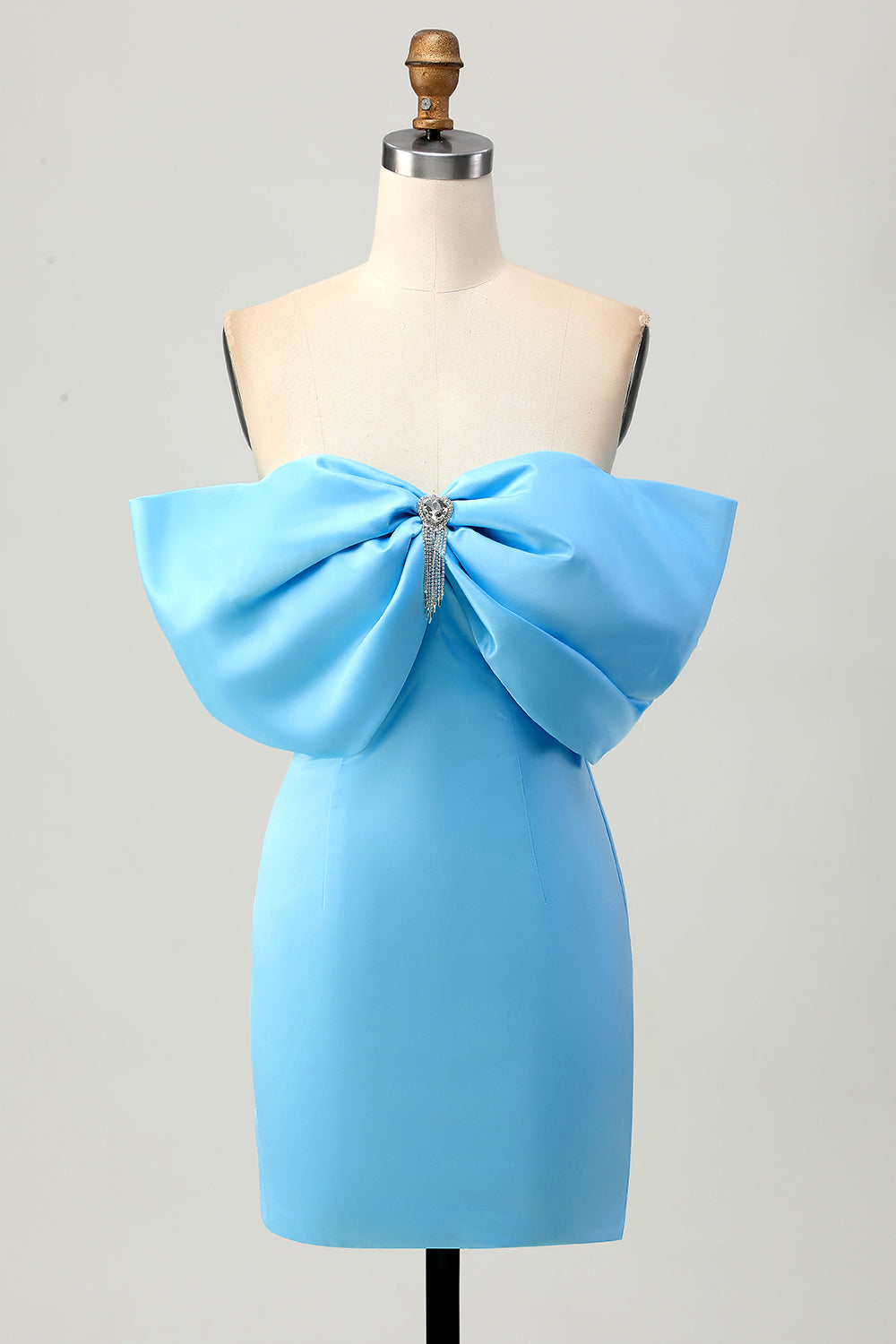Blå Stropløs Ruched Stram Homecoming Kjole med Lace-up Tilbage