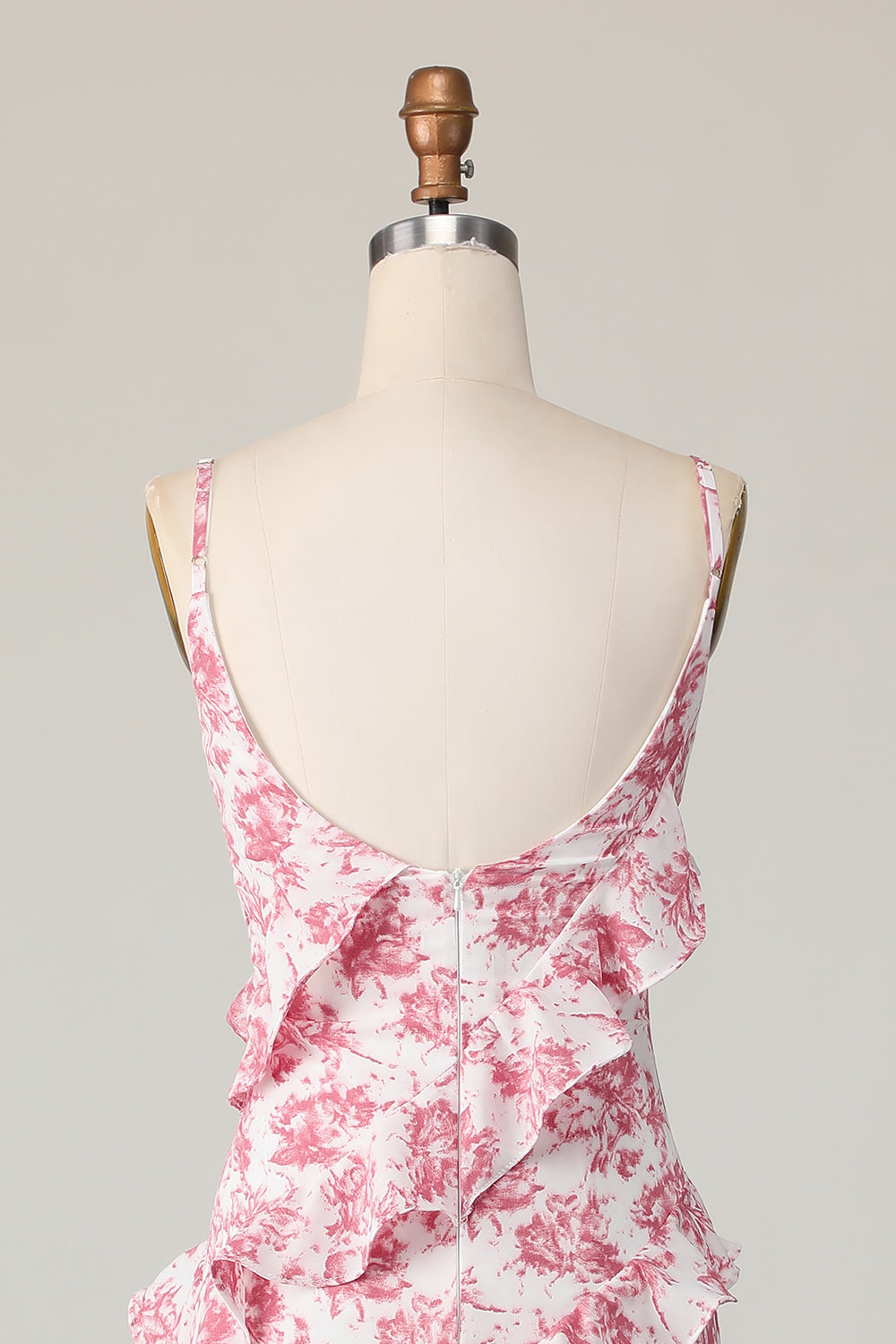 rødme blomst skede spaghetti stropper flæsede lang brudegæst kjole med slids