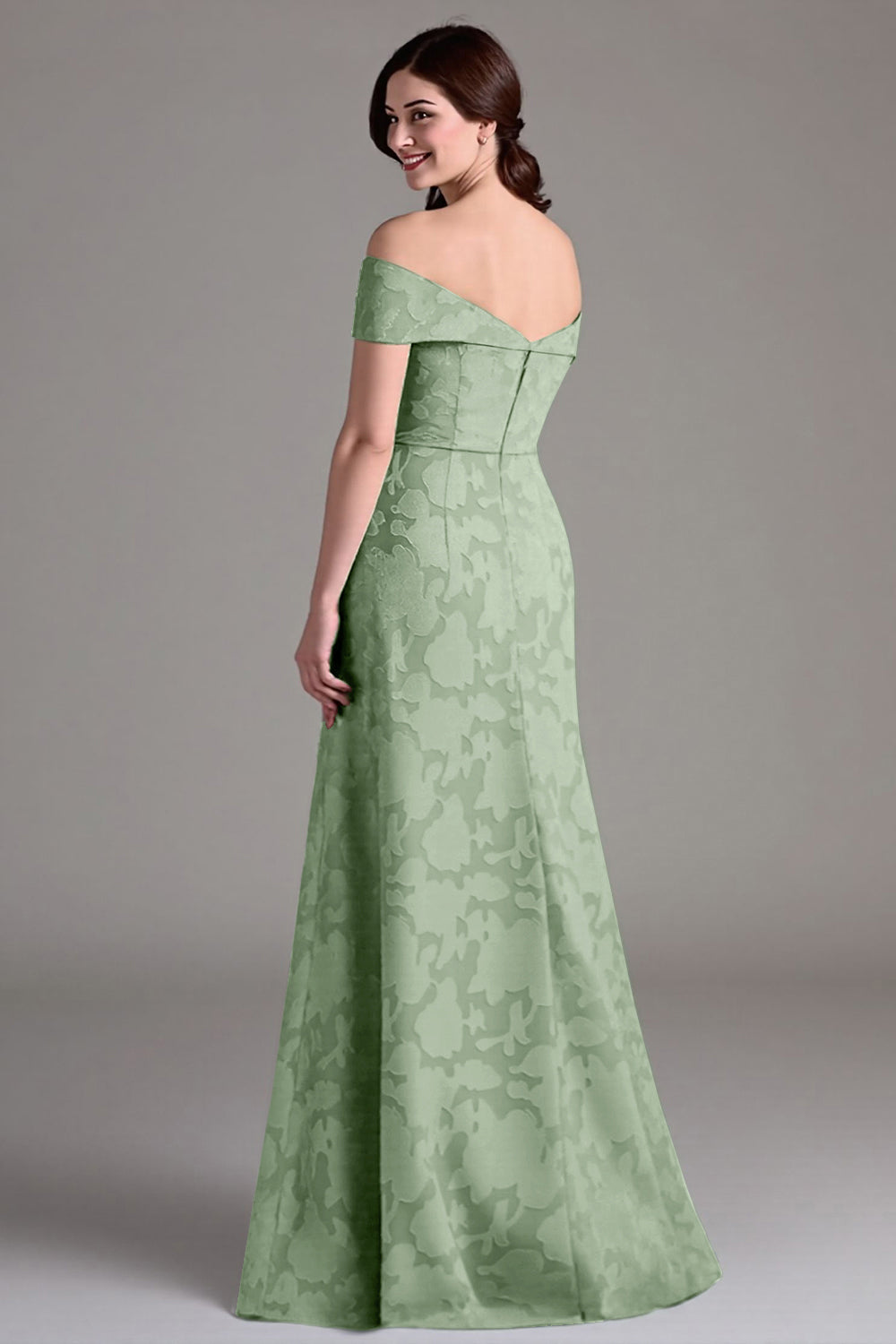 Eukalyptus A-linje Off The Shoulder Lang brudepigekjole