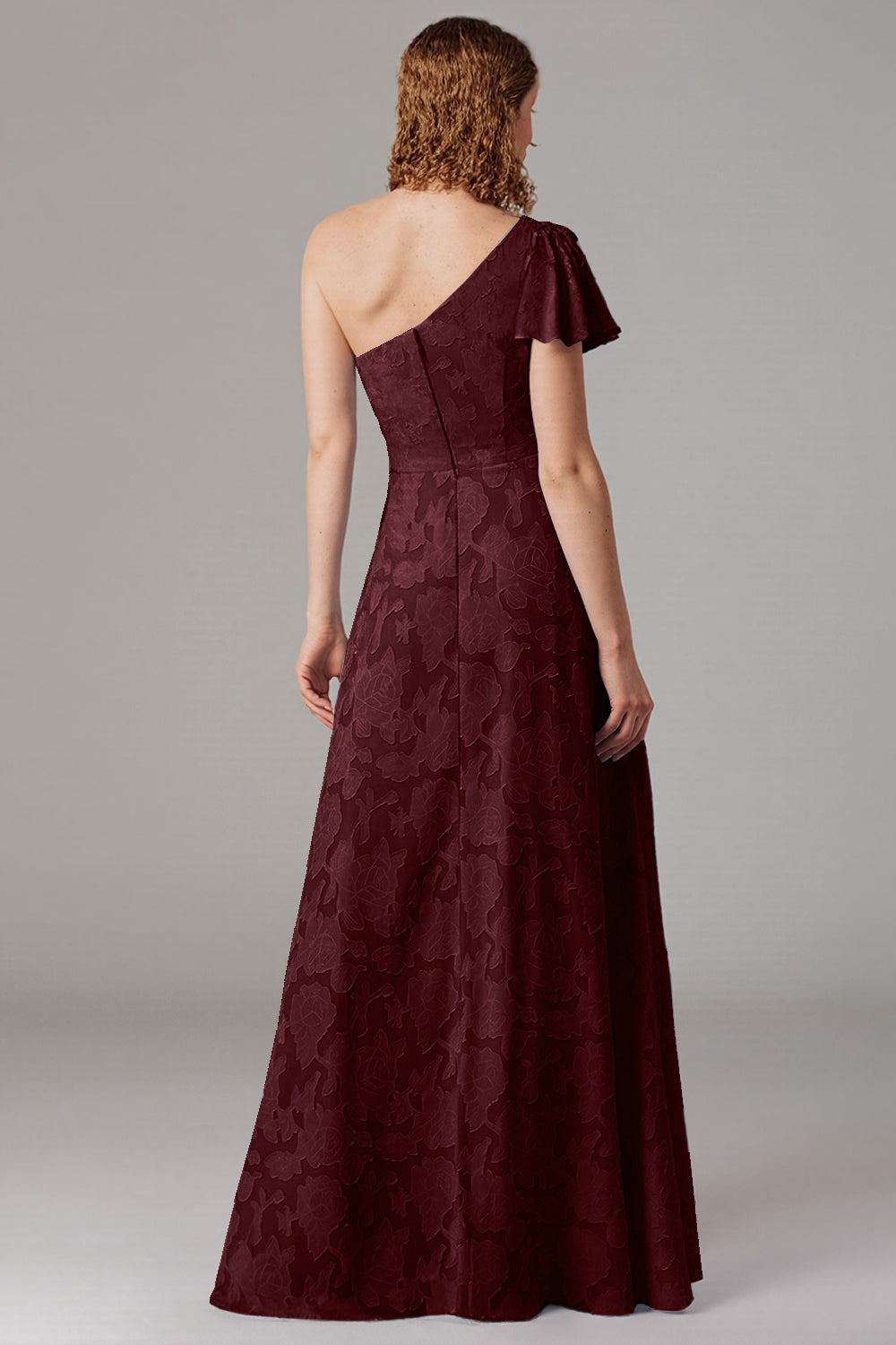 Støvet blå A-linje En skulder brudepige kjole med slids