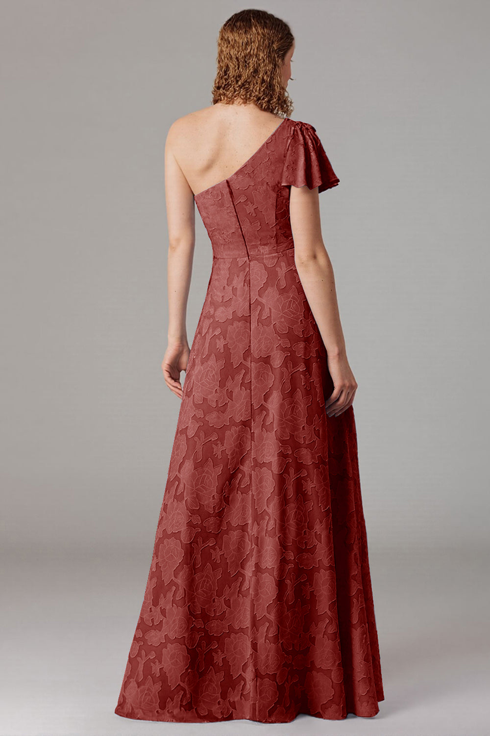 Støvet blå A-linje En skulder brudepige kjole med slids