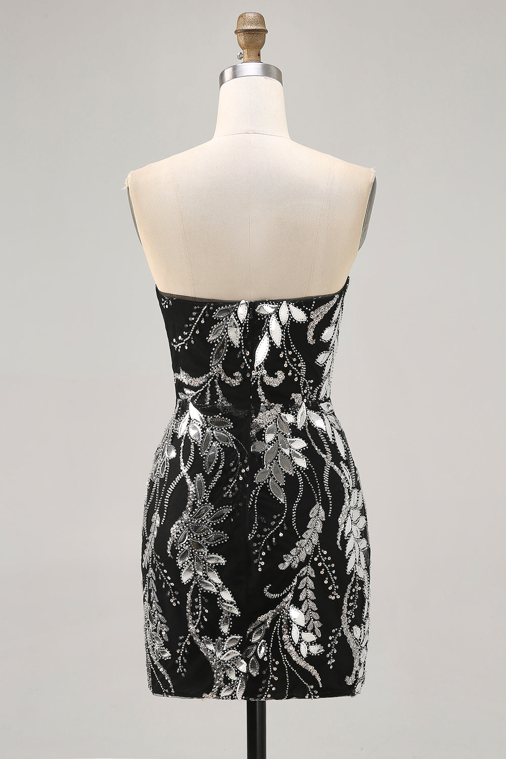 Glitrende Sort Bodycon Pailletter Kort Homecoming Kjole med Perlebesat