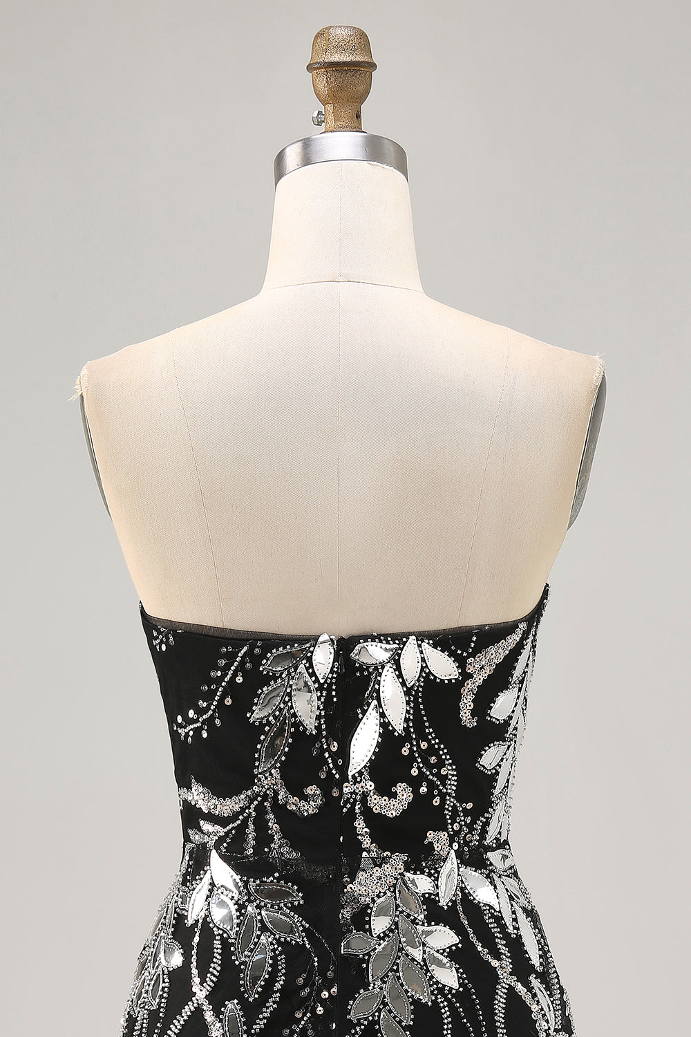 Glitrende Sort Bodycon Pailletter Kort Homecoming Kjole med Perlebesat