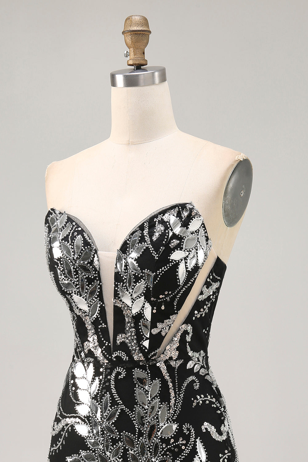 Glitrende Sort Bodycon Pailletter Kort Homecoming Kjole med Perlebesat