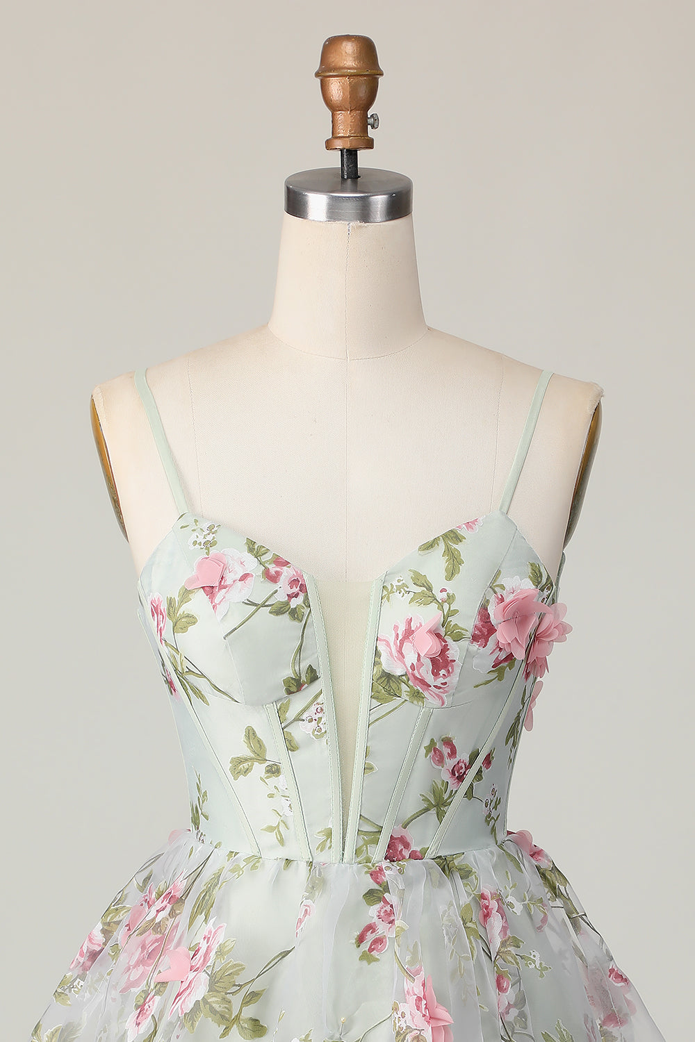Sage Flower A-Line Korset Homecoming Kjole med Lace Up Tilbage