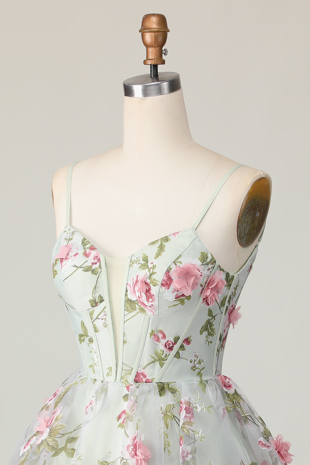 Sage Flower A-Line Korset Homecoming Kjole med Lace Up Tilbage
