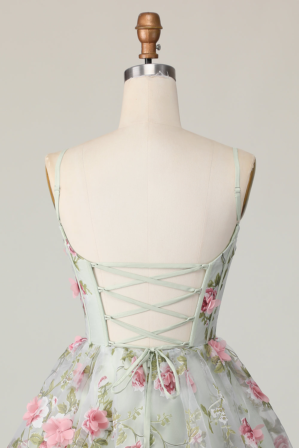 Sage Flower A-Line Korset Homecoming Kjole med Lace Up Tilbage