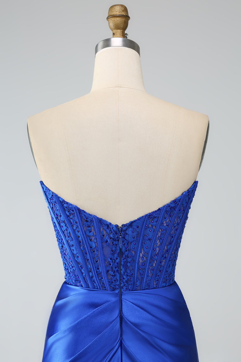 Royal Blue Mermaid Strapless Long Corset Prom Dress med slids