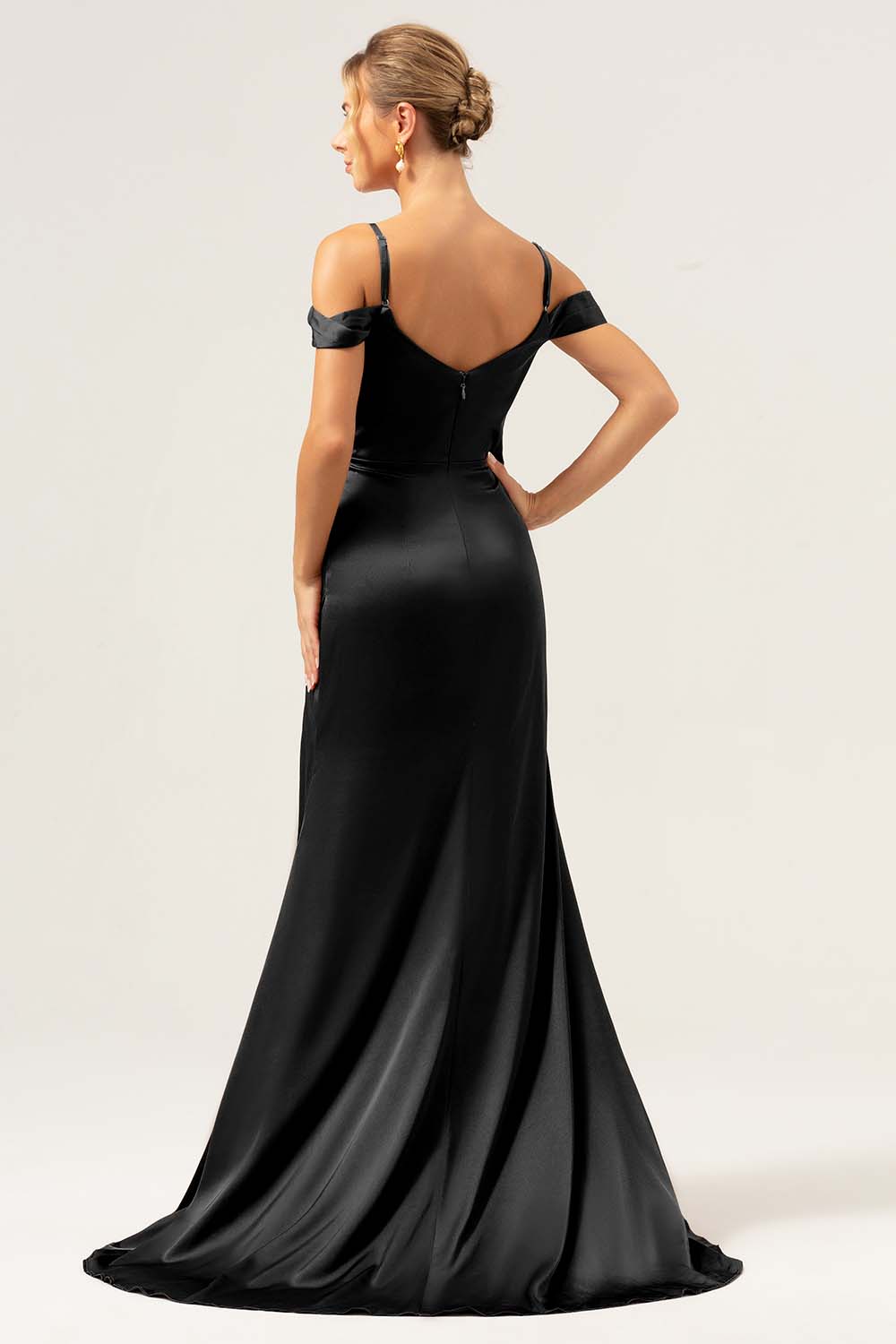 Kaffe Havfrue Kold skulder Ruched Korset Lang brudepigekjole med slids