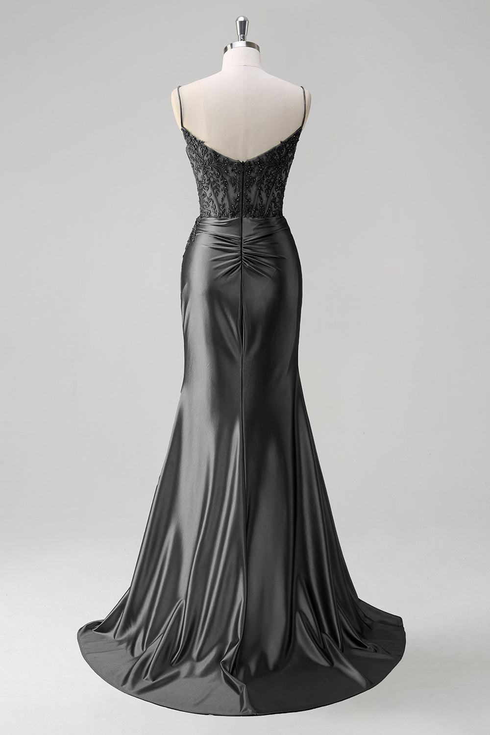 Grøn havfrue Spaghetti Stropper Plisseret Korset Gallakjole