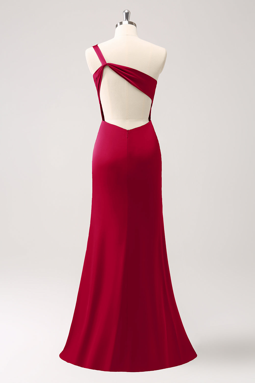 Oliven En Skulder Havfrue Satin Lang Brudepigekjole