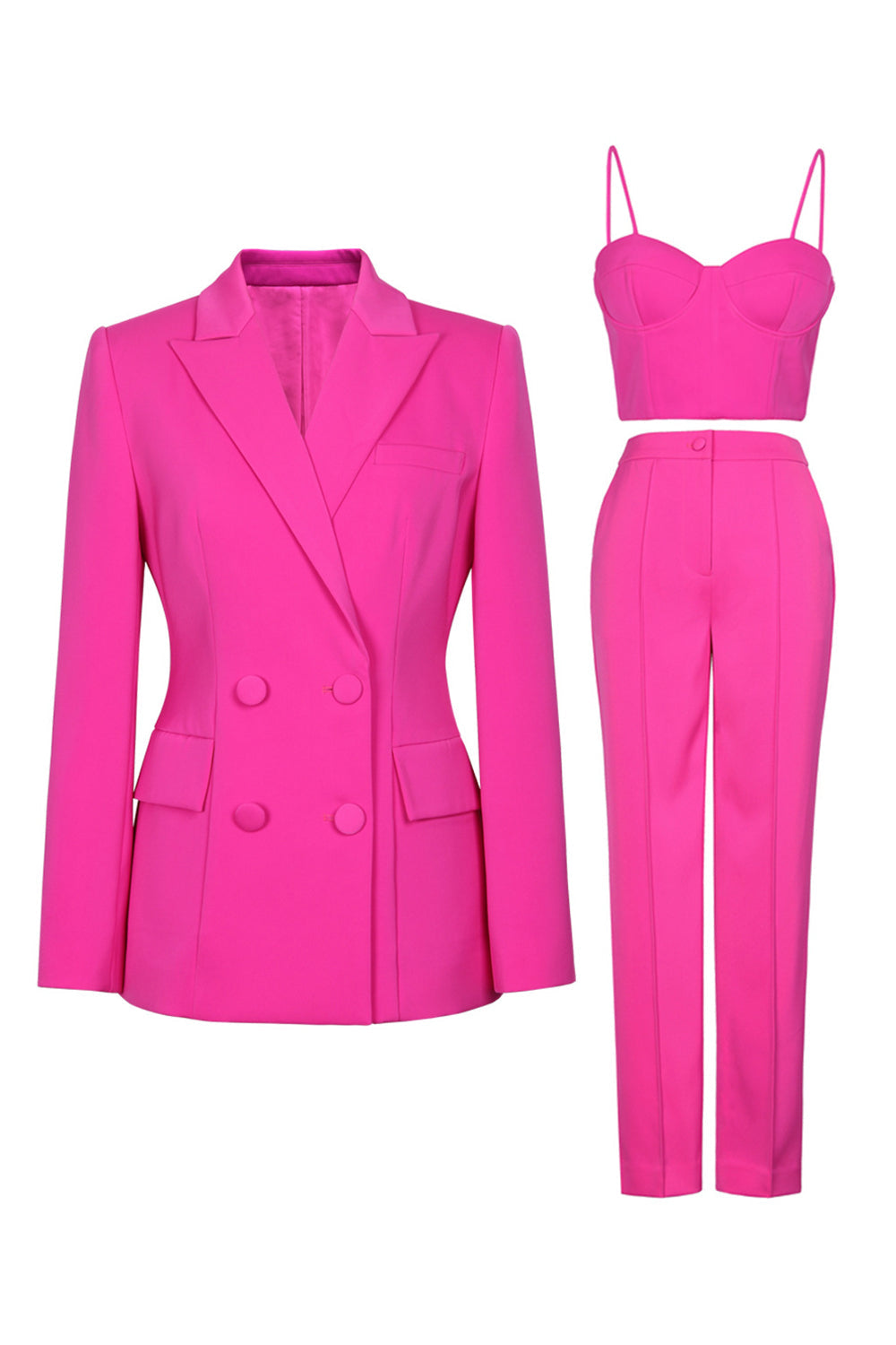 Hot Pink Peak Lapel 3 stk kvinder galladragter