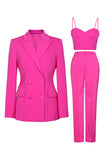 Hot Pink Peak Lapel 3 stk kvinder galladragter