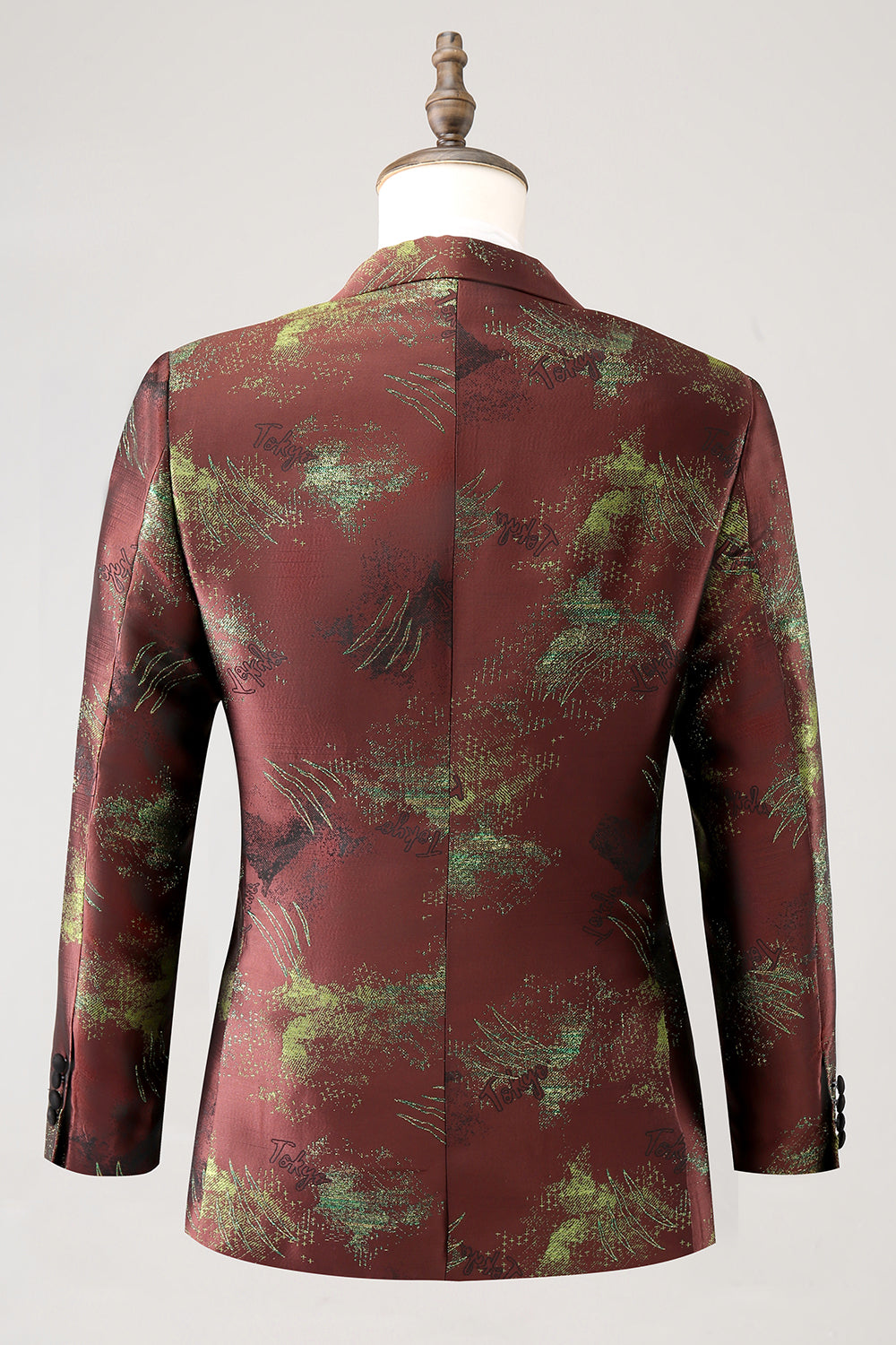 Brun Peak revers 2 stykke Jacquard One Button Mænds Galladragter