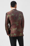 Brun 2 stykker Jacquard Peak revers Slim Fit Mænds dragter