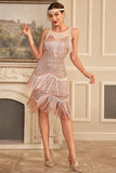 Blush Sparkly Fringes Great Gatsby kjole med pailletter
