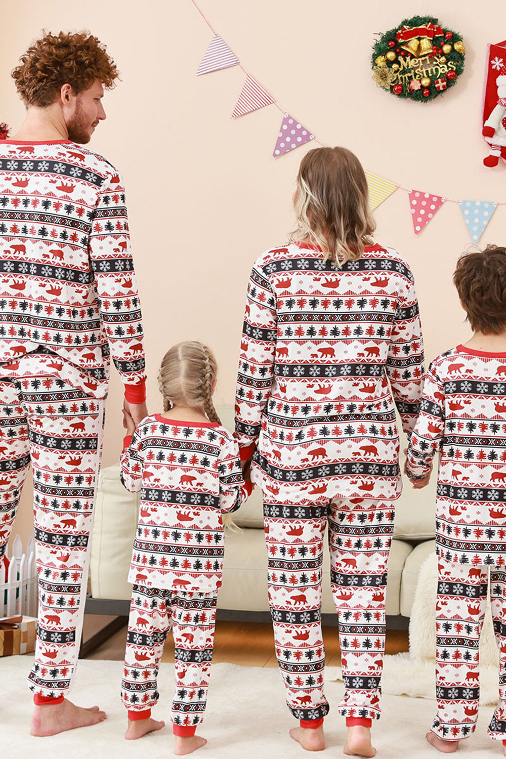 Sort og hvid trykt jule fmaily matchende pyjamas sæt