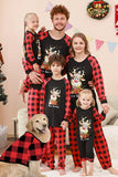 Sort og rød plaid hjort trykt jul familie pyjamas sæt