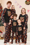 Sort trick or treat trykt halloween familiepyjamas sæt