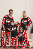 Sort Rød Hjort Mønster Familie Jul Pyjamas med Lange Ærmer