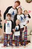 Sort Blå Træ Print Familie Jule Pyjamas