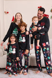 Sort glædelig jul familiepyjamas sæt