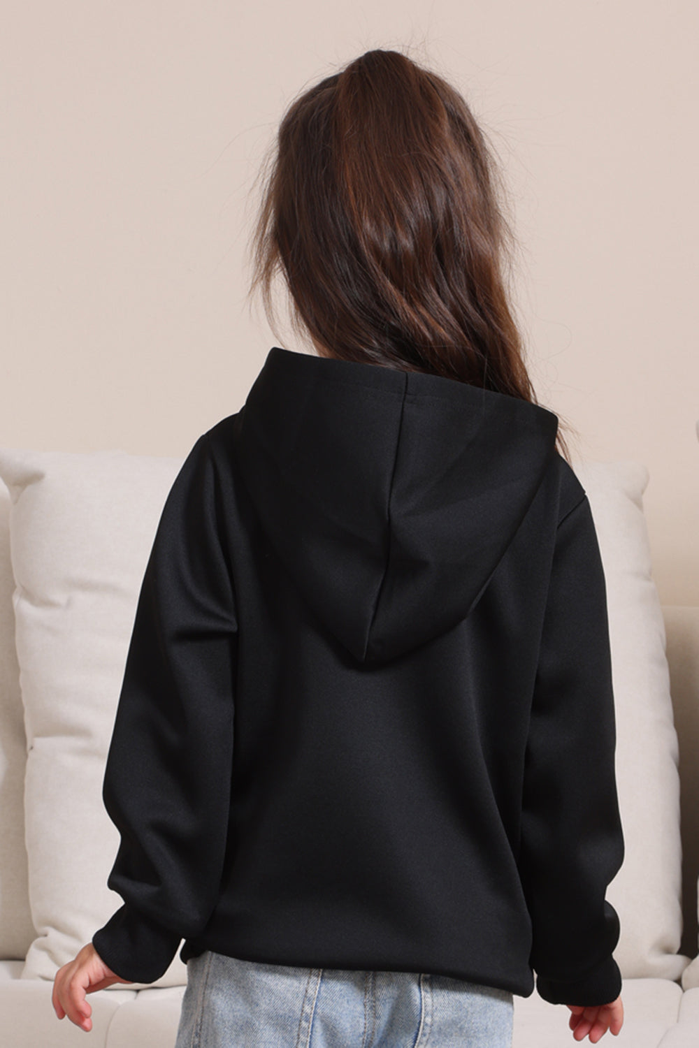 Sort Devil Græskar Print Hætteklædte Halloween familie sweatshirts