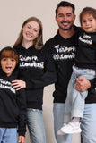 Sort Halloween Tekst Print Hætteklædte Familie Sweatshirts
