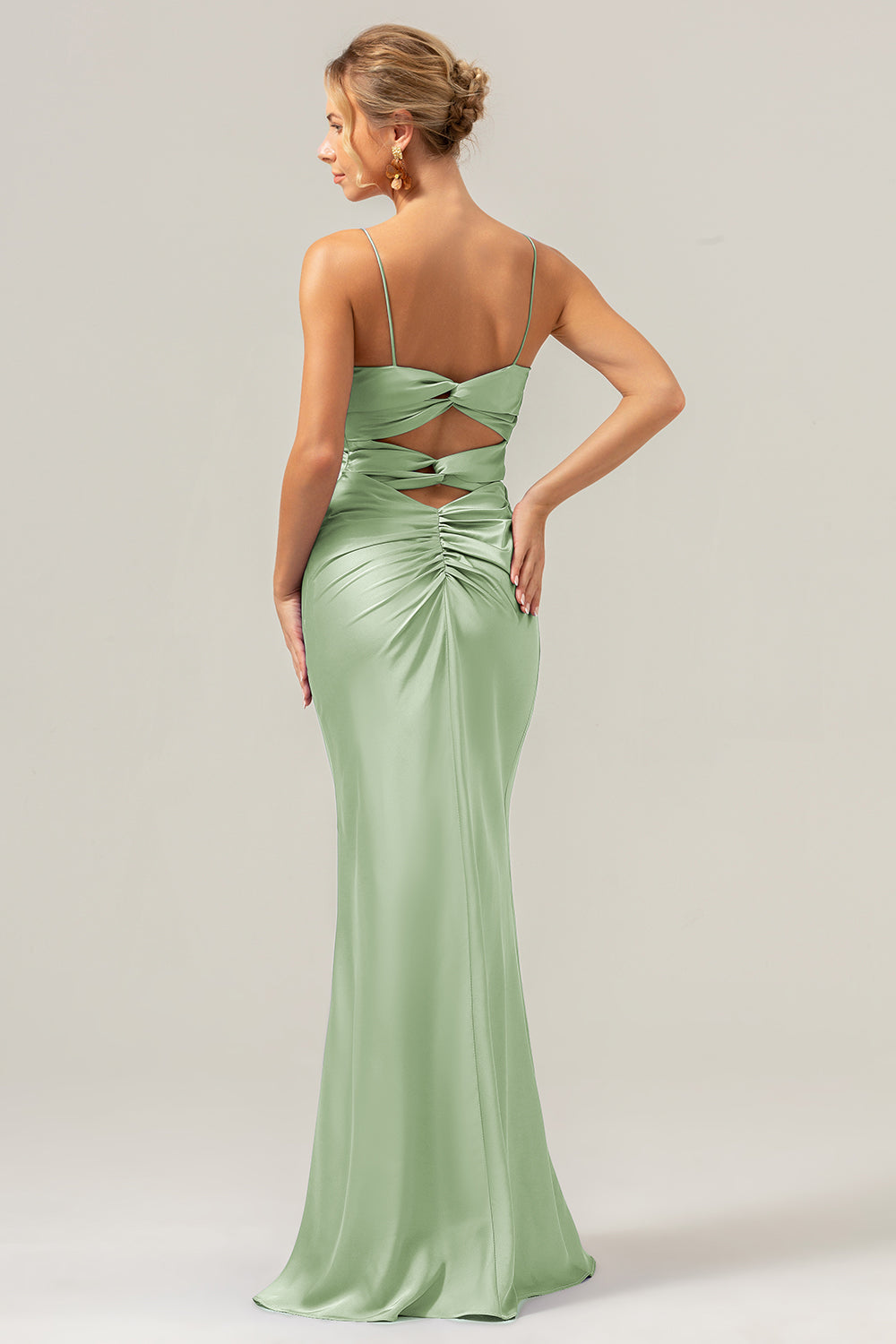 Havfrue Spaghetti Stropper Udhulet Twist Front Lilla Brudepigekjole