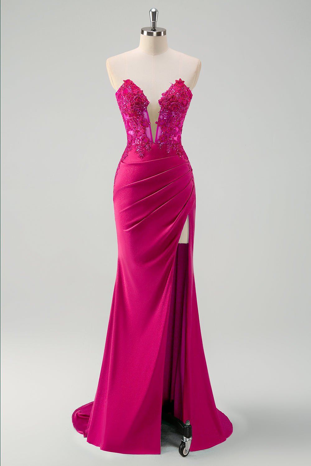 Havfrue Grøn Stropløs Udskæring Korset Lang Gallakjole med Slids