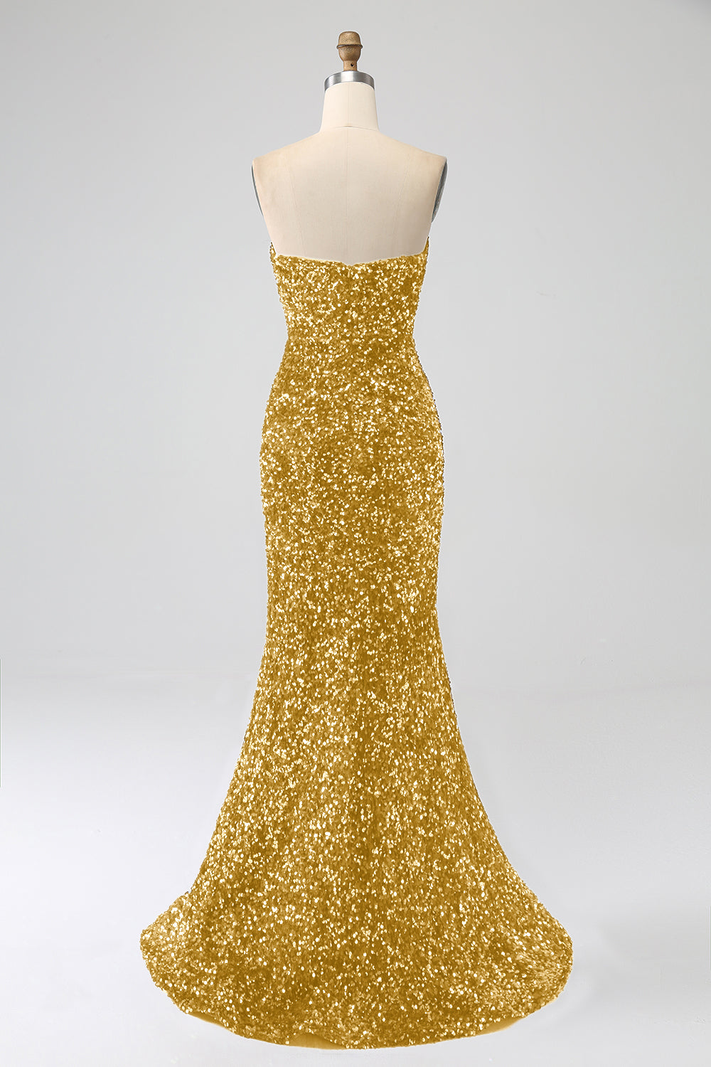 Sort stropløs pailletter Lang havfrue gallakjole med slids