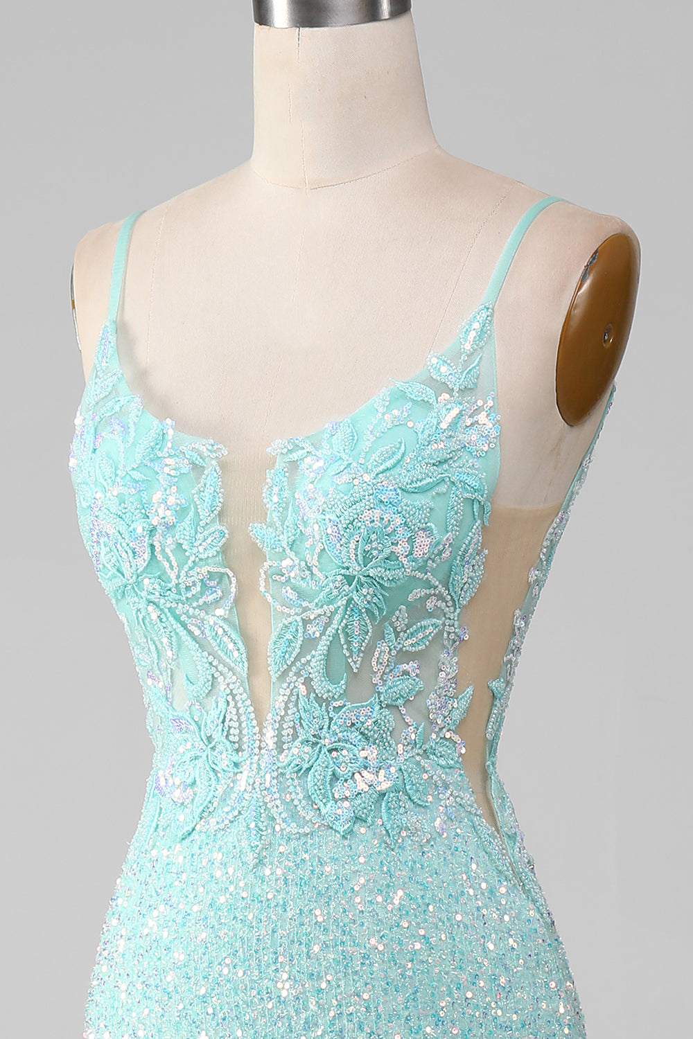 Pailletter Glimrende havfrue gallakjole med slids