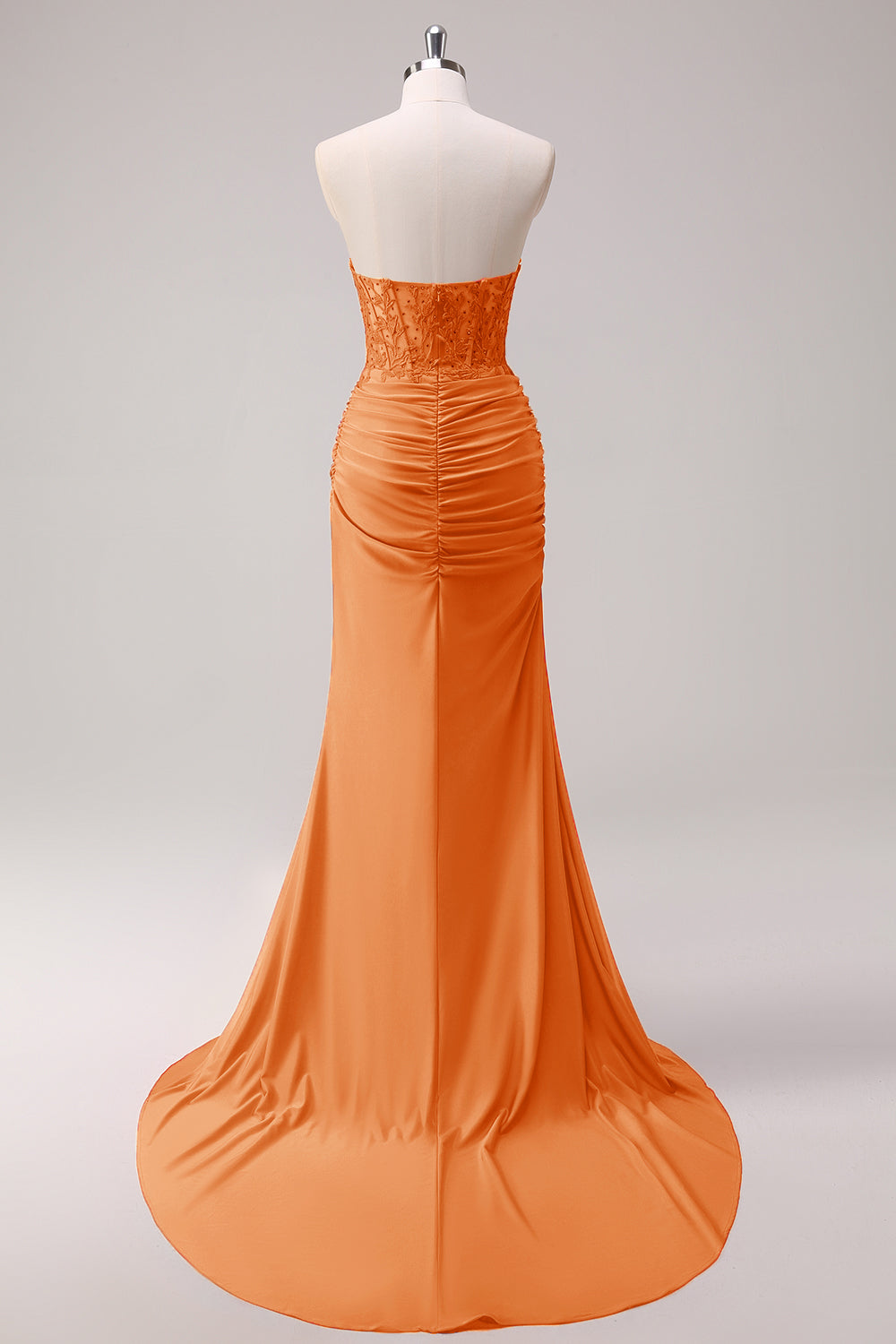 Korset Fuchsia Havfrue Stropløs Ruched Korset Lang Gallakjole med Slids