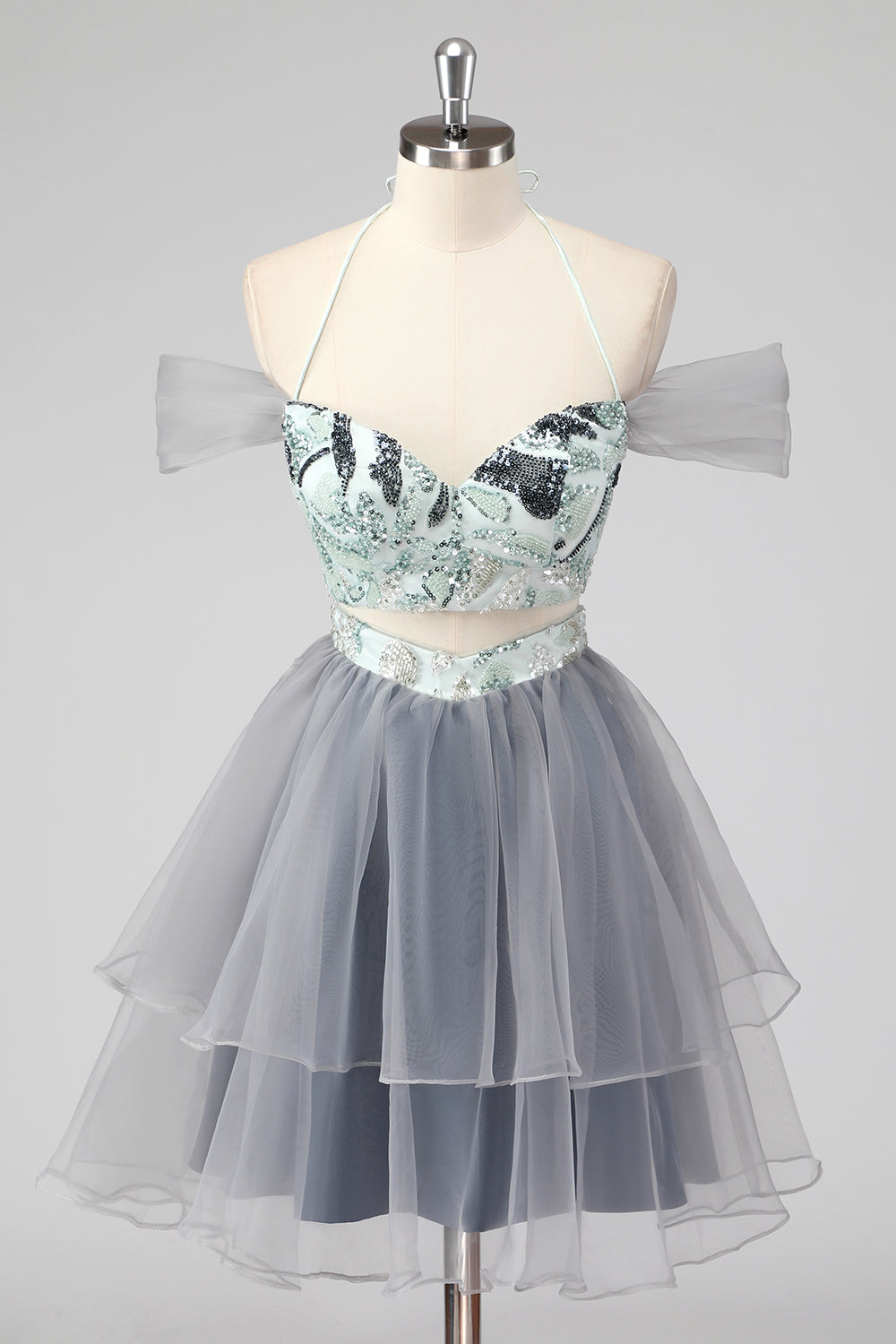 Off The Shoulder Cut Out A Line Grøn Kort Homecoming Kjole