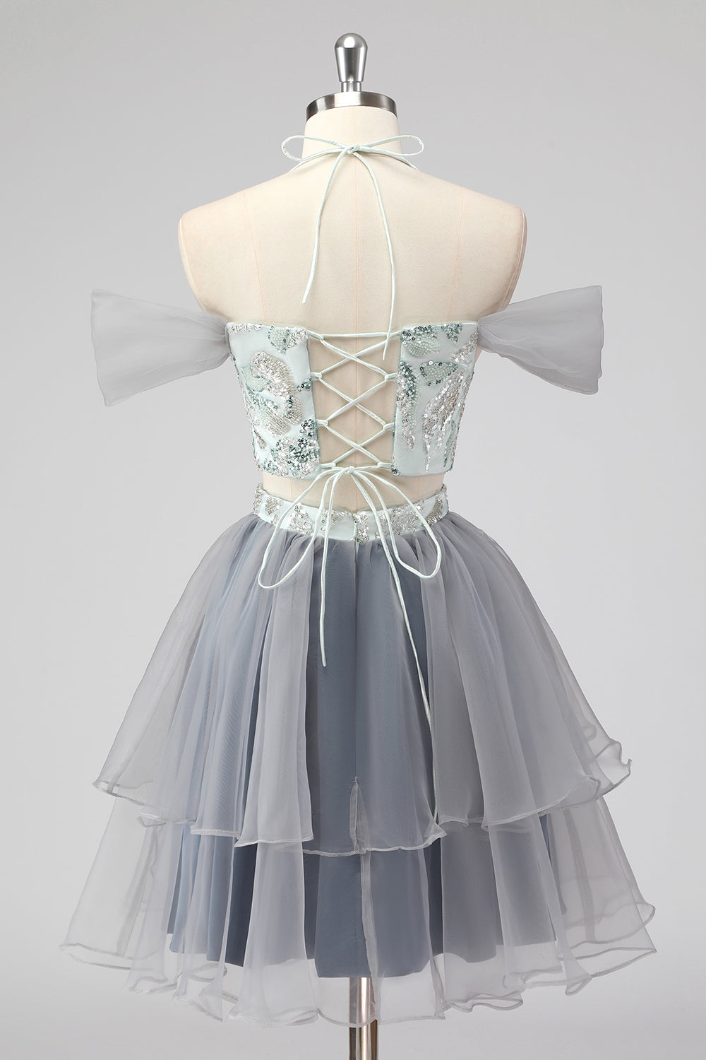 Off The Shoulder Cut Out A Line Grøn Kort Homecoming Kjole