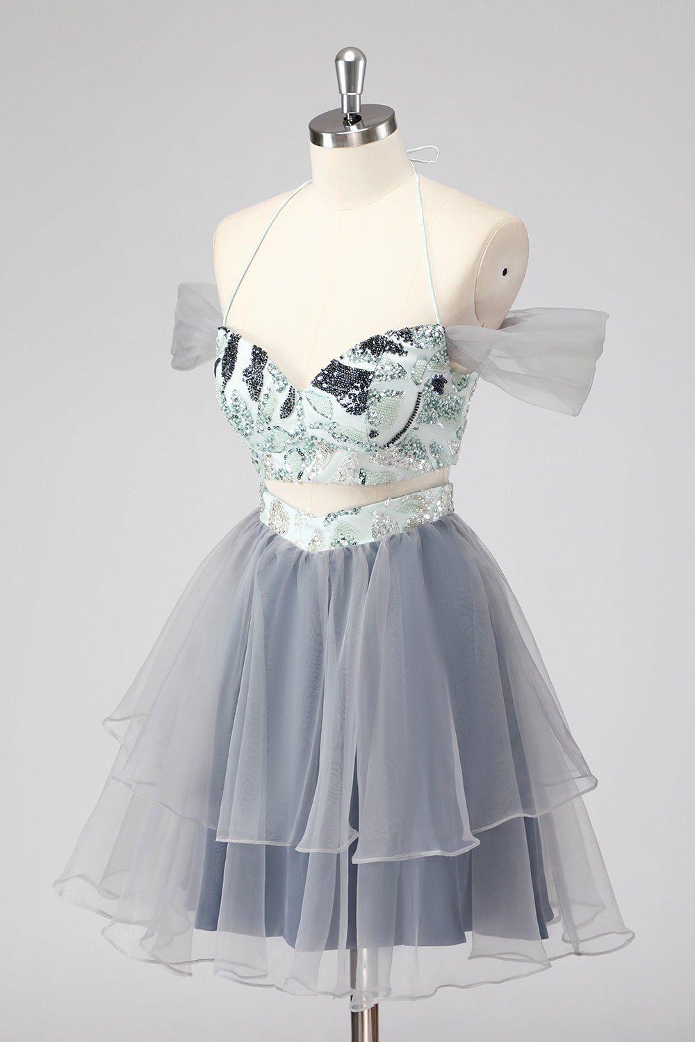 Off The Shoulder Cut Out A Line Grøn Kort Homecoming Kjole