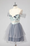 Off The Shoulder Cut Out A Line Grøn Kort Homecoming Kjole