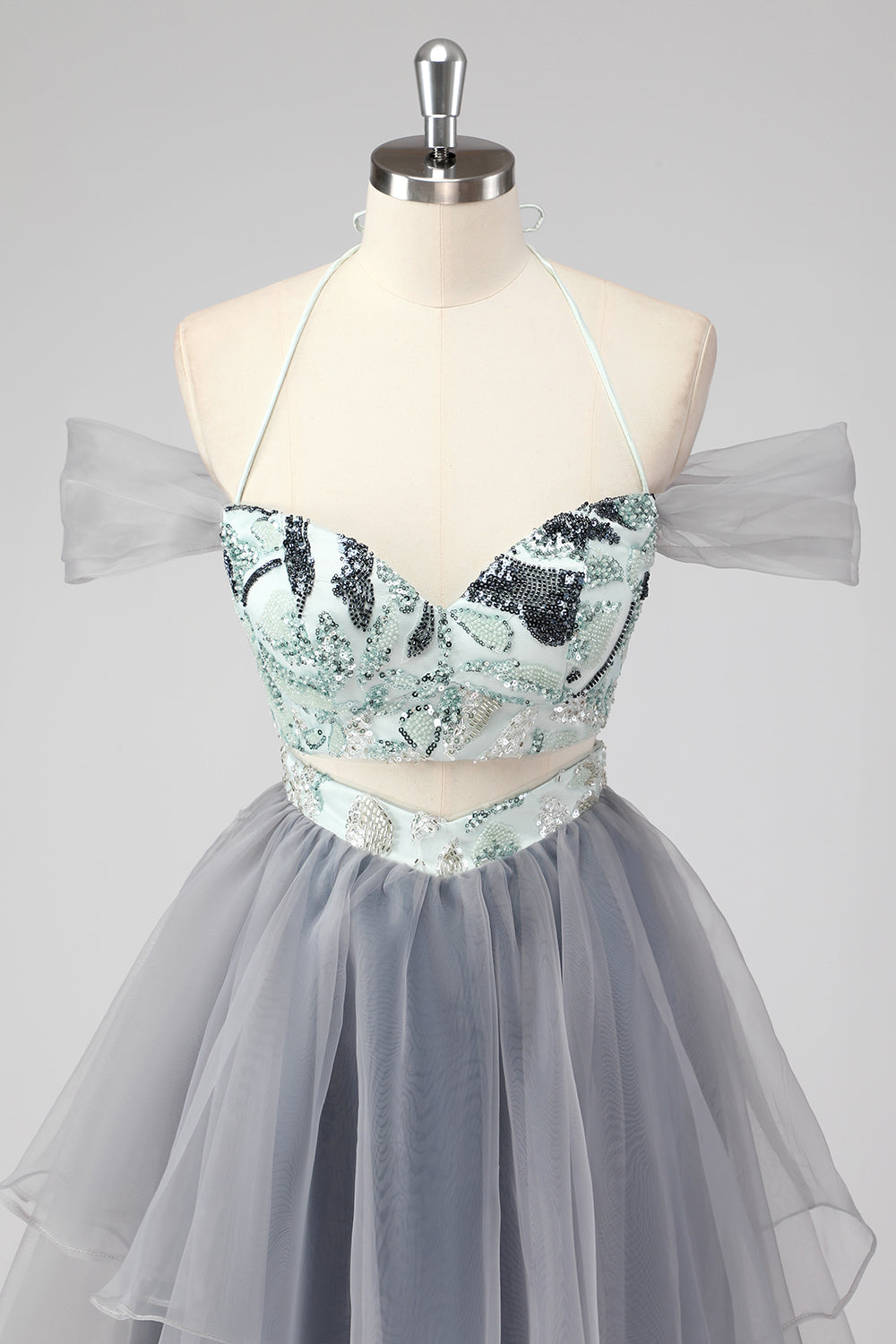 Off The Shoulder Cut Out A Line Grøn Kort Homecoming Kjole