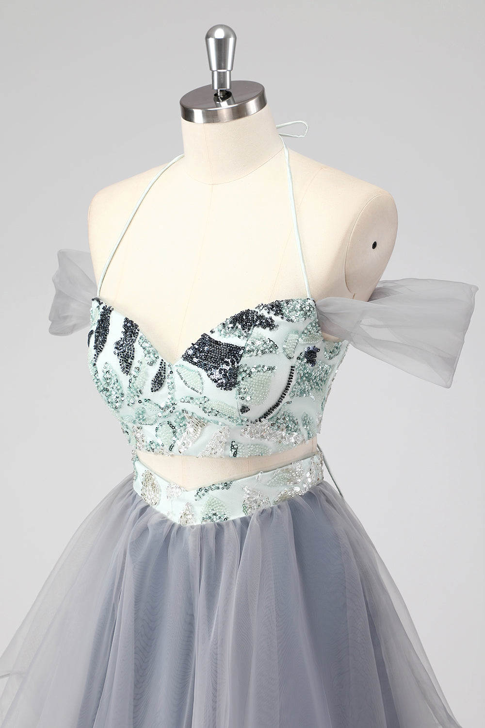 Off The Shoulder Cut Out A Line Grøn Kort Homecoming Kjole