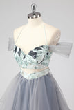 Off The Shoulder Cut Out A Line Grøn Kort Homecoming Kjole