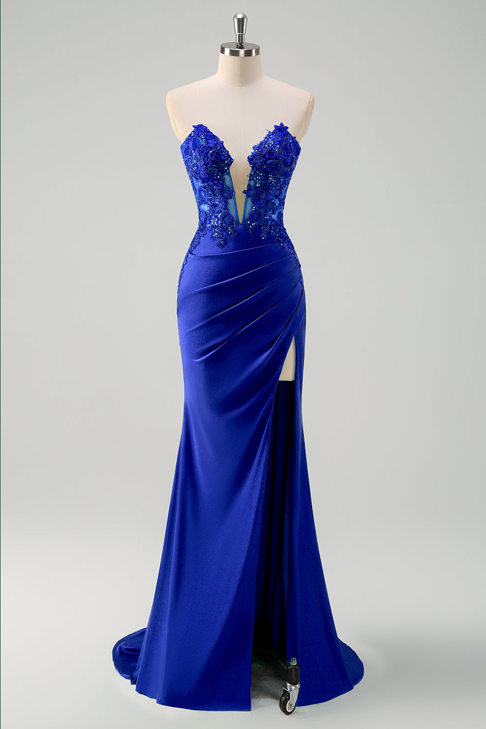 Havfrue Grøn Stropløs Udskæring Korset Lang Gallakjole med Slids