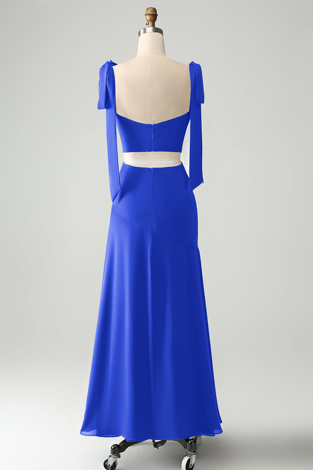 Olive A Line Spaghetti Straps Gulvlængde Udskåret Brudepigekjole med slids