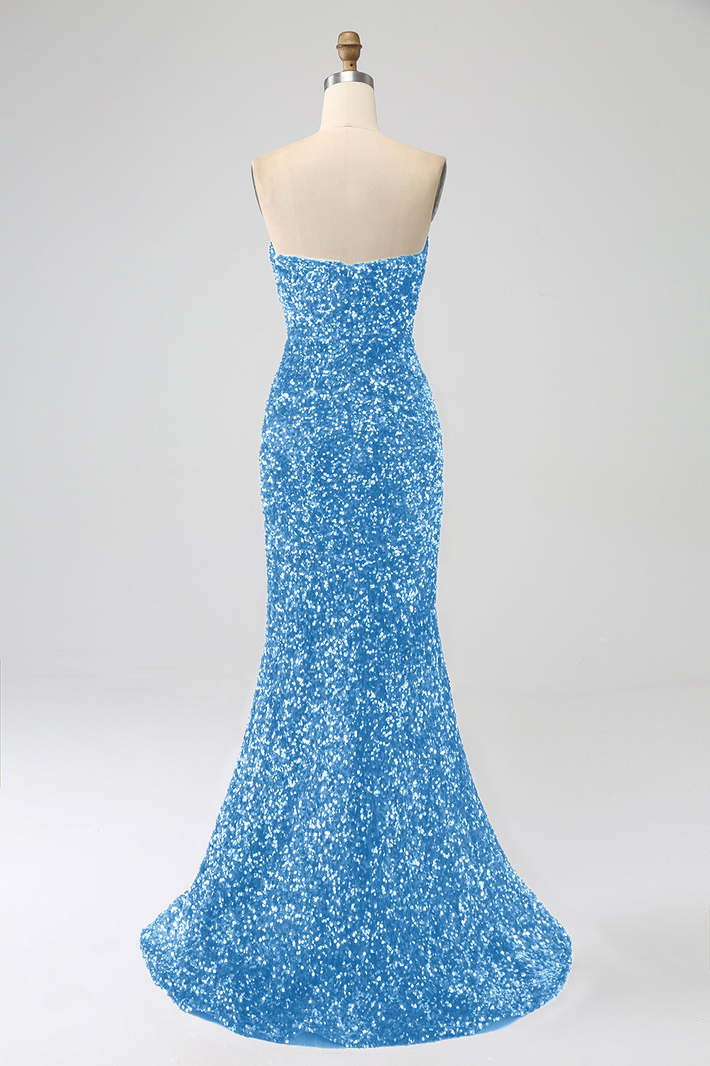 Sort stropløs pailletter Lang havfrue gallakjole med slids