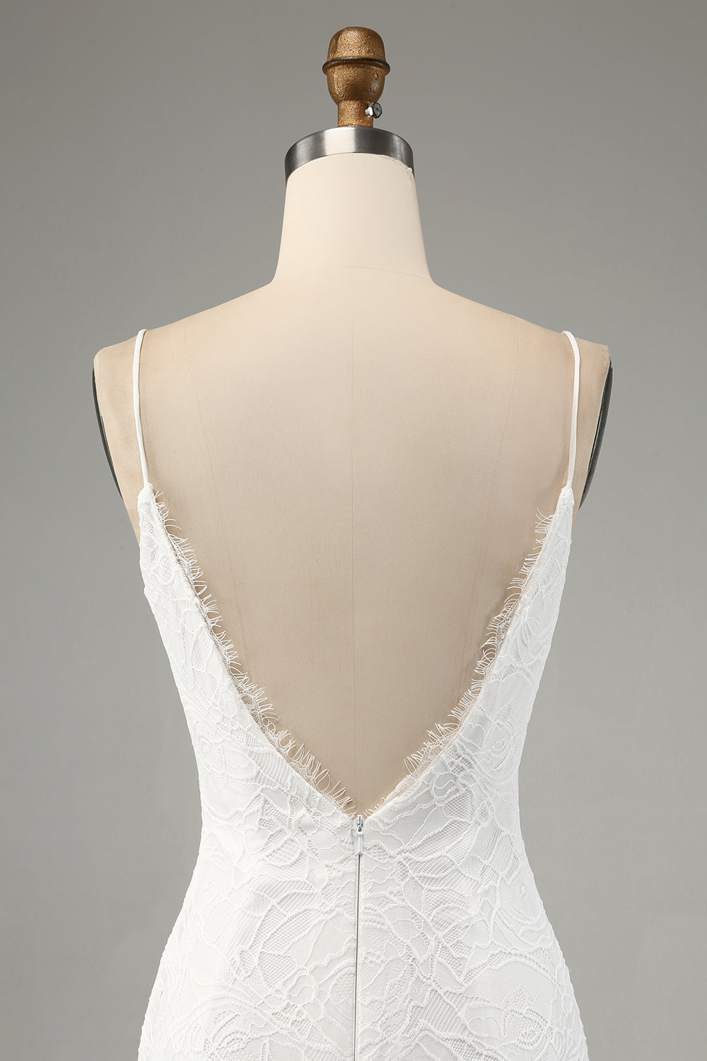 Elfenben Havfrue Blonde Spaghetti Stropper Brudekjole med slids