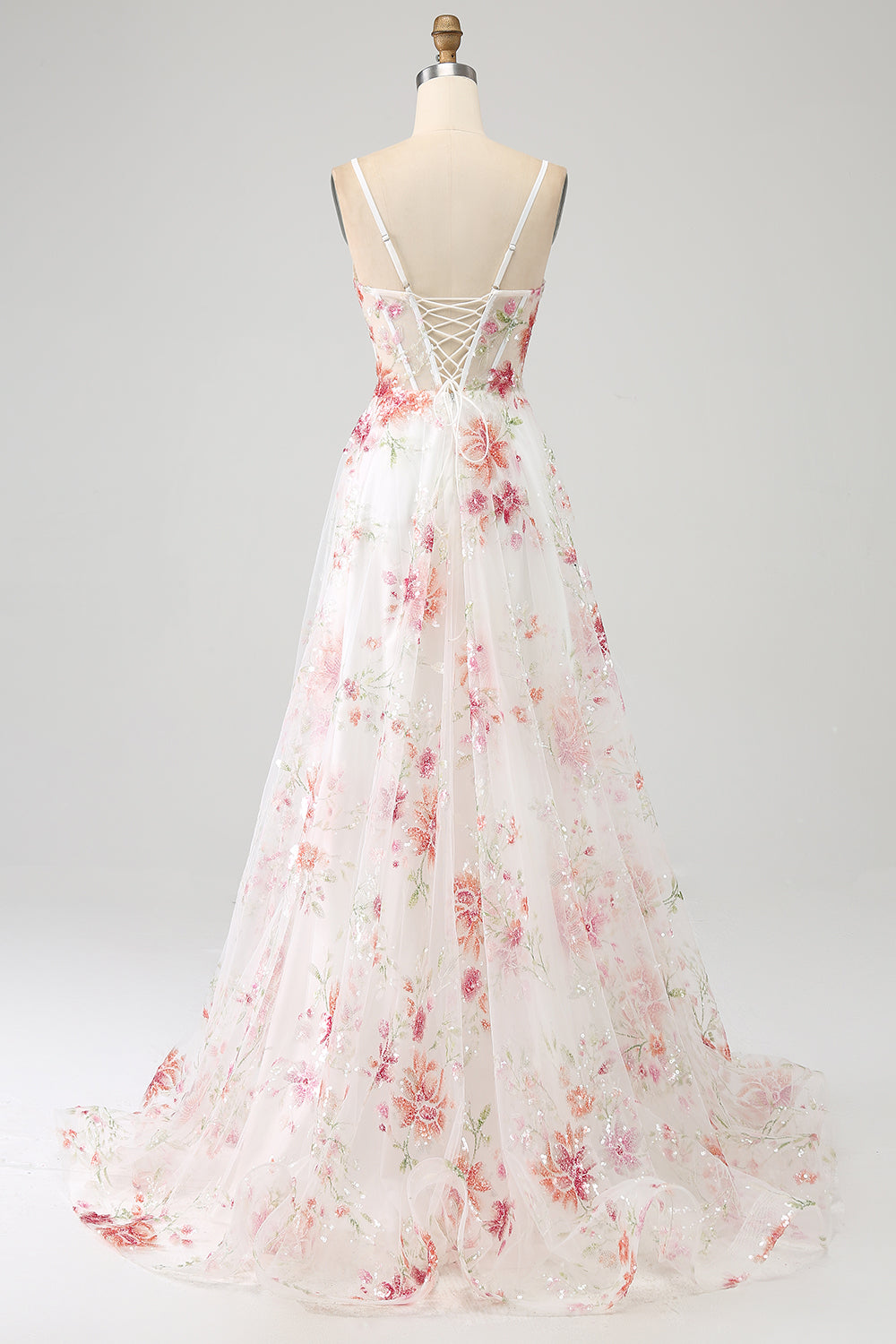 Sort A-Line Blomsterpailletter Lang korset gallakjole