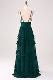 Spaghetti stropper Tiered Prom Dress med plisseret
