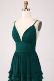 Spaghetti stropper Tiered Prom Dress med plisseret